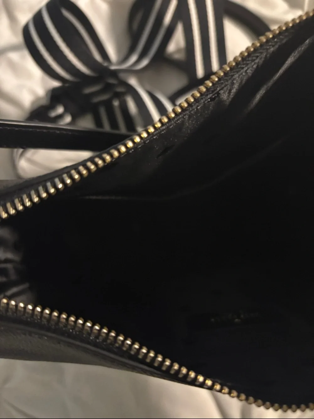 kate spade Black Leather Shoulder Bag with Gold Hardware
